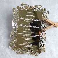 Gold Mirror Invitation Card Foiling Printing Latest Invitation Card